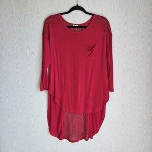 Eyeshadow Womens Large Tunic Lace Back High Low Long Sleeve Boho Grunge Fairy‎